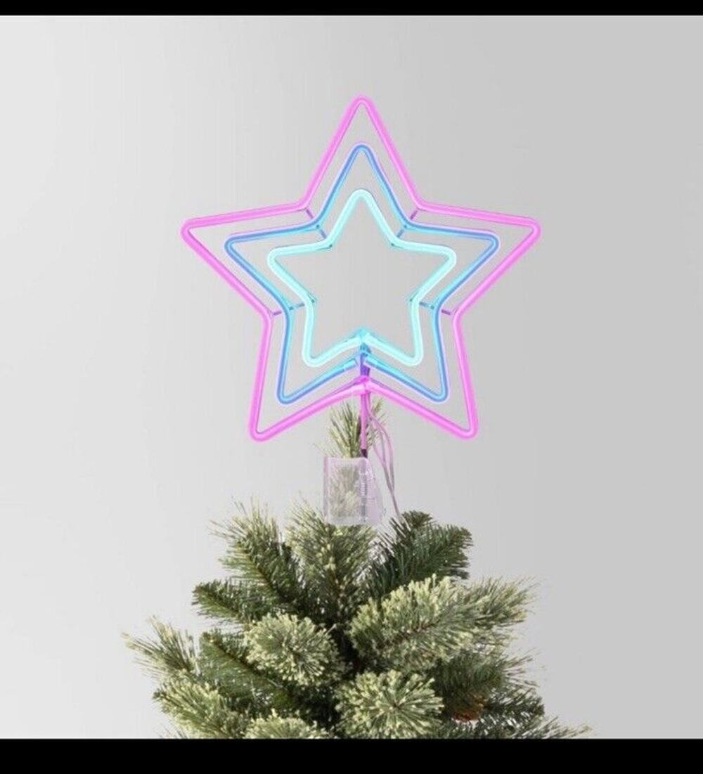 Wondershop 12.5" Pre-lit LED Neon Style 5-Point Star Christmas Tree Topper
